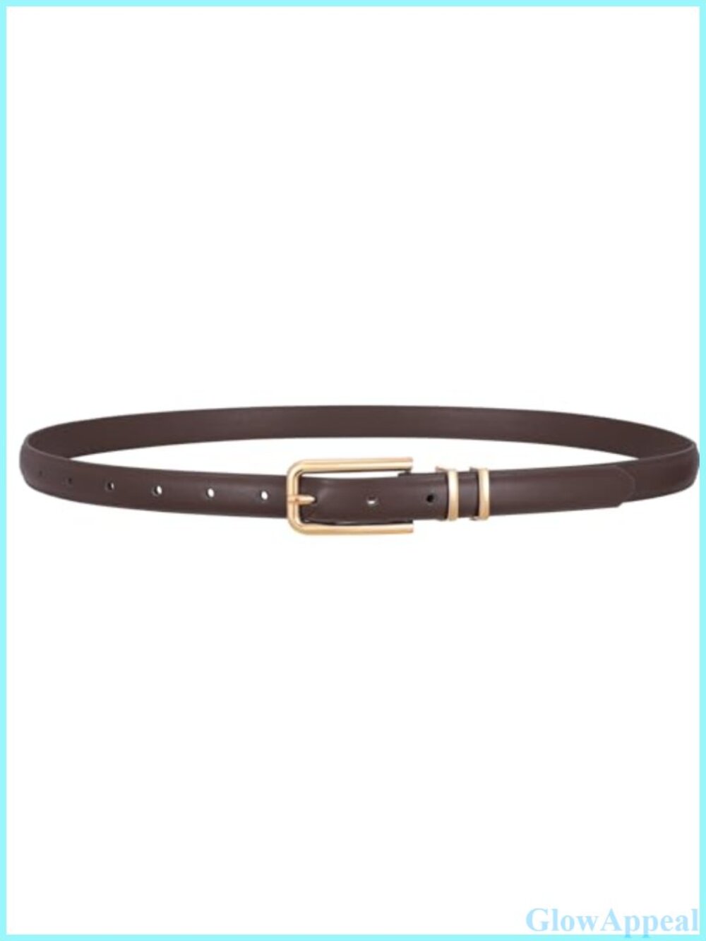 Skinny Faux Leather Belt Thin Waist Belt with Gold Buckle for Jeans Dress